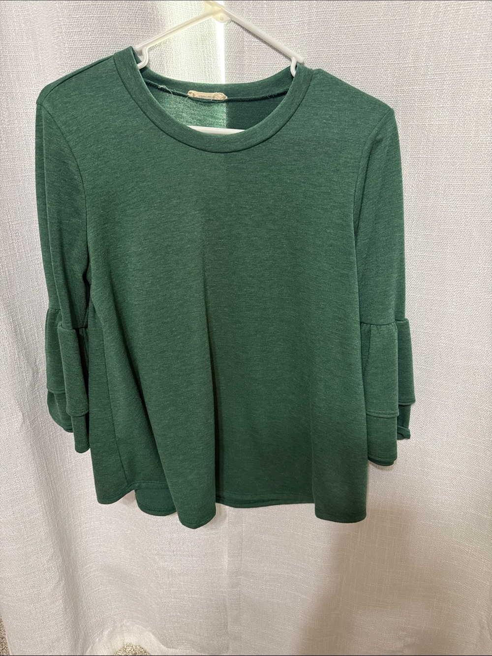 Women’s Dark Green First Love small Ruffle-Sleeve Knit Top